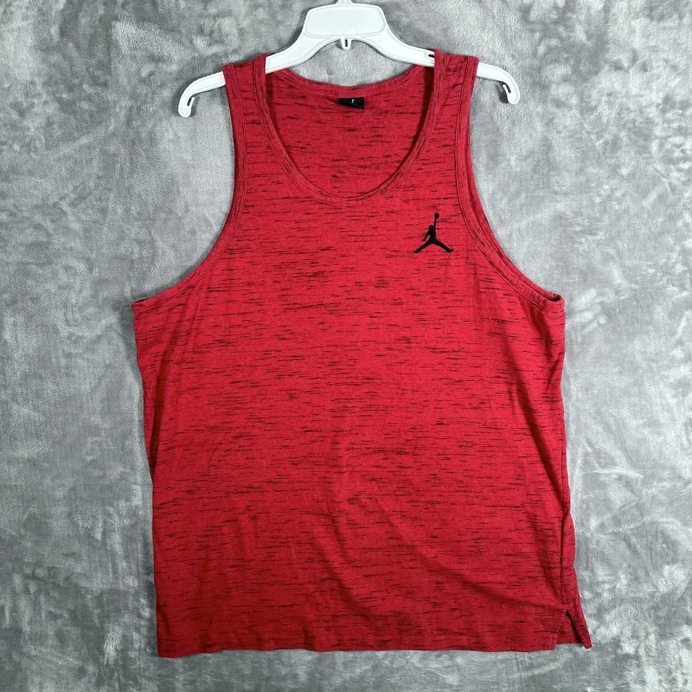 Vintage Nike Air Jordan Tank Top Shirt Mens 2XL Red Sleeveless Basketball Y2K